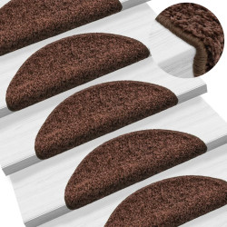 Tapetes de escada 15 peças 56x17x3 cm marrom semicircular