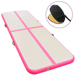Colchão de ginástica insuflável c/ bomba 300x100x10 cm PVC rosa