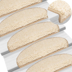 Tapetes de escada 15 peças 65x21x4 cm creme semicircular grande