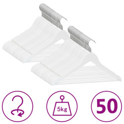 50 Pcs conjunto de cabides antiderrapantes madeira branco