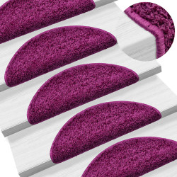 Tapetes de escada 15 peças 56x17x3 cm violeta semicircular