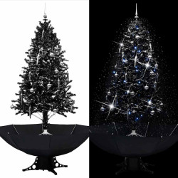 Árvore natal c/ neve base formato guarda-chuva 190 cm PVC preto