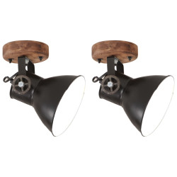 Candeeiros de parede/teto industriais 2 pcs 20x25 cm e27 preto