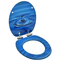 Assento sanita c/ tampa fecho suave MDF design gotas água azul