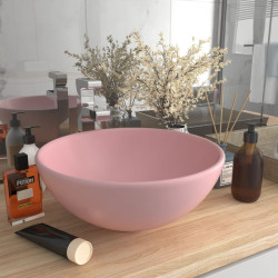 Lavatório wc luxuoso redondo 32,5x14cm cerâmica rosa mate