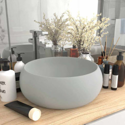 Lavatório luxuoso redondo 40x15 cm cerâmica cinzento-claro mate