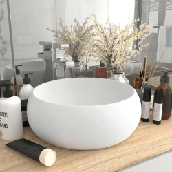 Lavatório luxuoso redondo 40x15 cm cerâmica branco mate