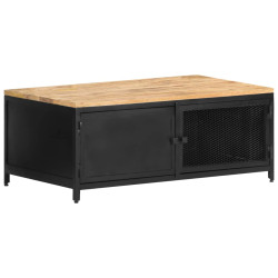 Mesa de centro 90x50x37 cm madeira de mangueira áspera maciça