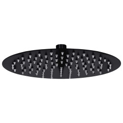 Cabeça de chuveiro redonda 25 cm aço inoxidável preto