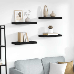 Prateleiras de parede suspensas 4 pcs 50x23,5x3,8cm MDF preto