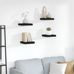 Prateleiras de parede suspensas 4 pcs 23x23,5x3,8cm MDF preto