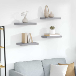 Prateleiras de parede suspensas 4 pcs 23x23,5x3,8cm MDF cinza