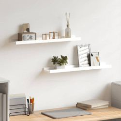 Unidade de prateleiras com rebordo 2 pcs 60x9x3 cm MDF branco