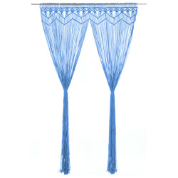 Cortina macramé 140x240 cm algodão azul