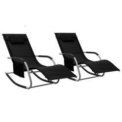Espreguiçadeiras 2 pcs textilene cor preto e cinzento