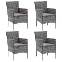 Cadeiras de jantar para jardim 4 pcs vime PE cinzento