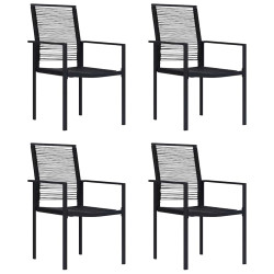Cadeiras de jardim 4 pcs vime de PVC preto