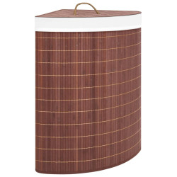 Cesto de canto para roupa suja 60 l bambu castanho