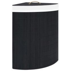 Cesto de canto para roupa suja 60 l bambu preto