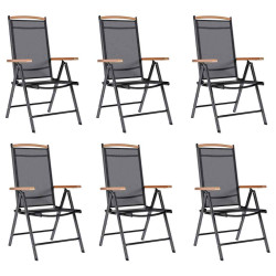 Cadeiras de jardim dobráveis 6 pcs textilene preto