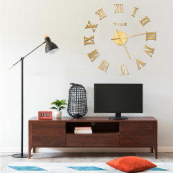 Relógio de parede 3d com design moderno 100 cm xxl dourado
