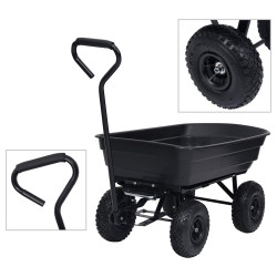 Carrinho de mão basculante para jardim 300 kg 75 l preto