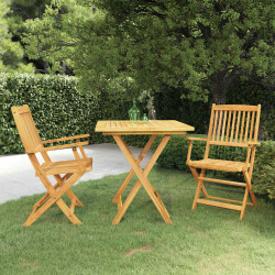 3 Pcs conjunto jantar dobrável p/ jardim madeira acácia maciça