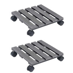 Suportes com rodas para vasos 2 pcs 30x30x7,5 cm wpc cinzento
