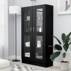 Armário vitrine 82,5x30,5x150 cm derivados de madeira preto