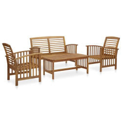 4 Pcs conjunto lounge de jardim madeira de acácia maciça