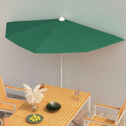Guarda-sol semicircular com mastro 180x90 cm verde