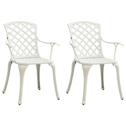 Cadeiras de jardim 2 pcs alumínio fundido branco