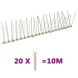 Conjunto 20 picos para pássaros e pombos 4 filas 10 m plástico
