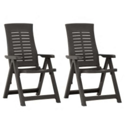Cadeiras de jardim reclináveis 2 pcs plástico antracite