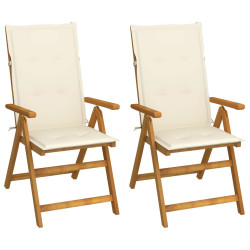 Cadeiras jardim reclináveis c/ almofadões 2 pcs acácia maciça