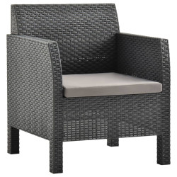 Cadeira de jardim com almofada antracite 63x65x76 cm PP rattan