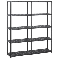 Unidade com 5 prateleiras 142x38x170 cm plástico preto