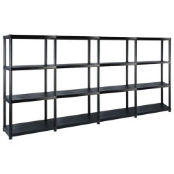 Unidade com 4 prateleiras 244x30,5x130 cm plástico preto