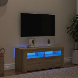 Móvel de TV com luzes LED 90x35x40 cm carvalho sonoma
