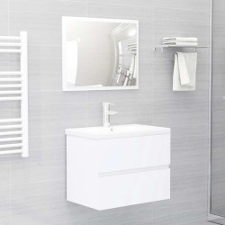 2 Pcs conjunto de móveis de casa de banho contraplacado branco