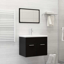 2 Pcs conjunto de móveis de casa de banho contraplacado preto