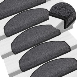 Tapetes de escada 10 peças 65x24x4 cm antracite meio redondo grande