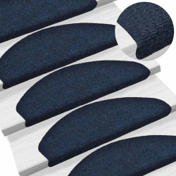 Tapetes de escada autoadesivos 5 peças 65x21x4 cm azul marinho semicircular grande
