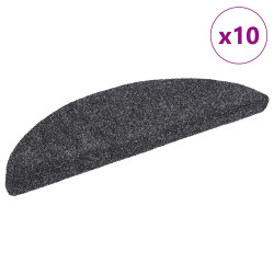 Tapetes de escada autoadesivos 10 peças 56x17x3 cm cinza escuro semicircular