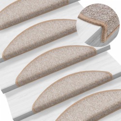 Tapetes de escada 10 peças 56x17x3 cm marrom claro semicircular