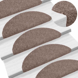 Tapetes de escada autoadesivos 10 peças 56x17x3 cm marrom claro meia-lua