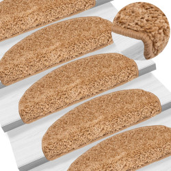 Tapetes de escada 10 peças 65x21x4 cm bege semicircular grande
