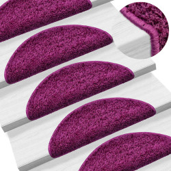 Tapetes de escada 10 peças 56x17x3 cm violeta semicircular