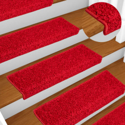 Tapetes de escada 10 peças 65x21x4 cm vermelho com borda retangular