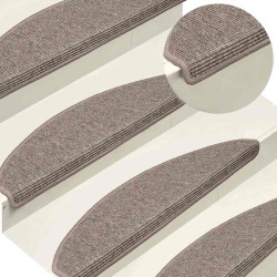 Tapetes de escada 15 peças 65x21x4 cm bege escuro meio redondo grande